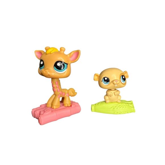 McDonald’s Littlest Pet Shop Giraffe & Hamster Collectible Toys 2010 - Picture 1 of 6